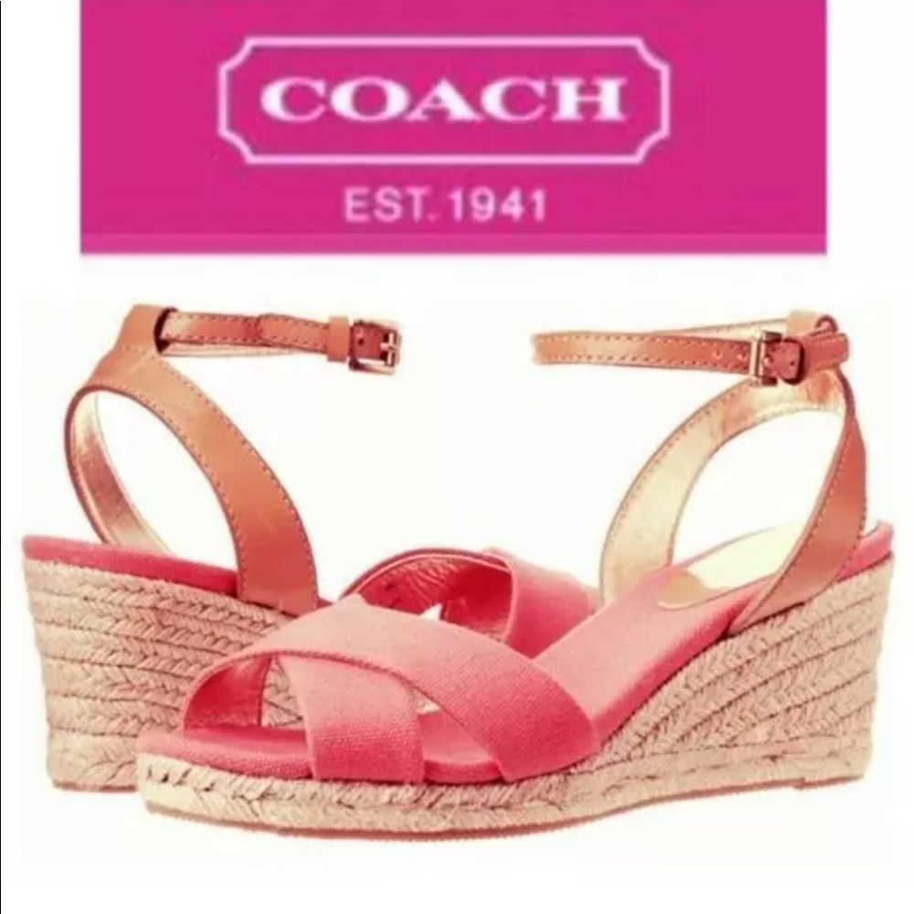 Pink coach wedges